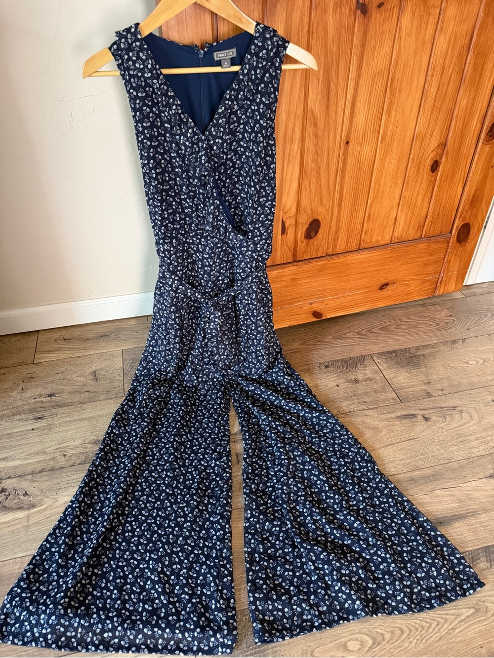 POINT SUR J.Crew Navy Blue Floral Wide-Leg Jumpsuit | Size 6 | Like New